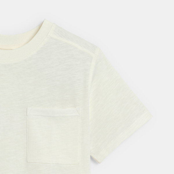 تيشيرت بأكمام قصيرة أبيض سادة للأولاد